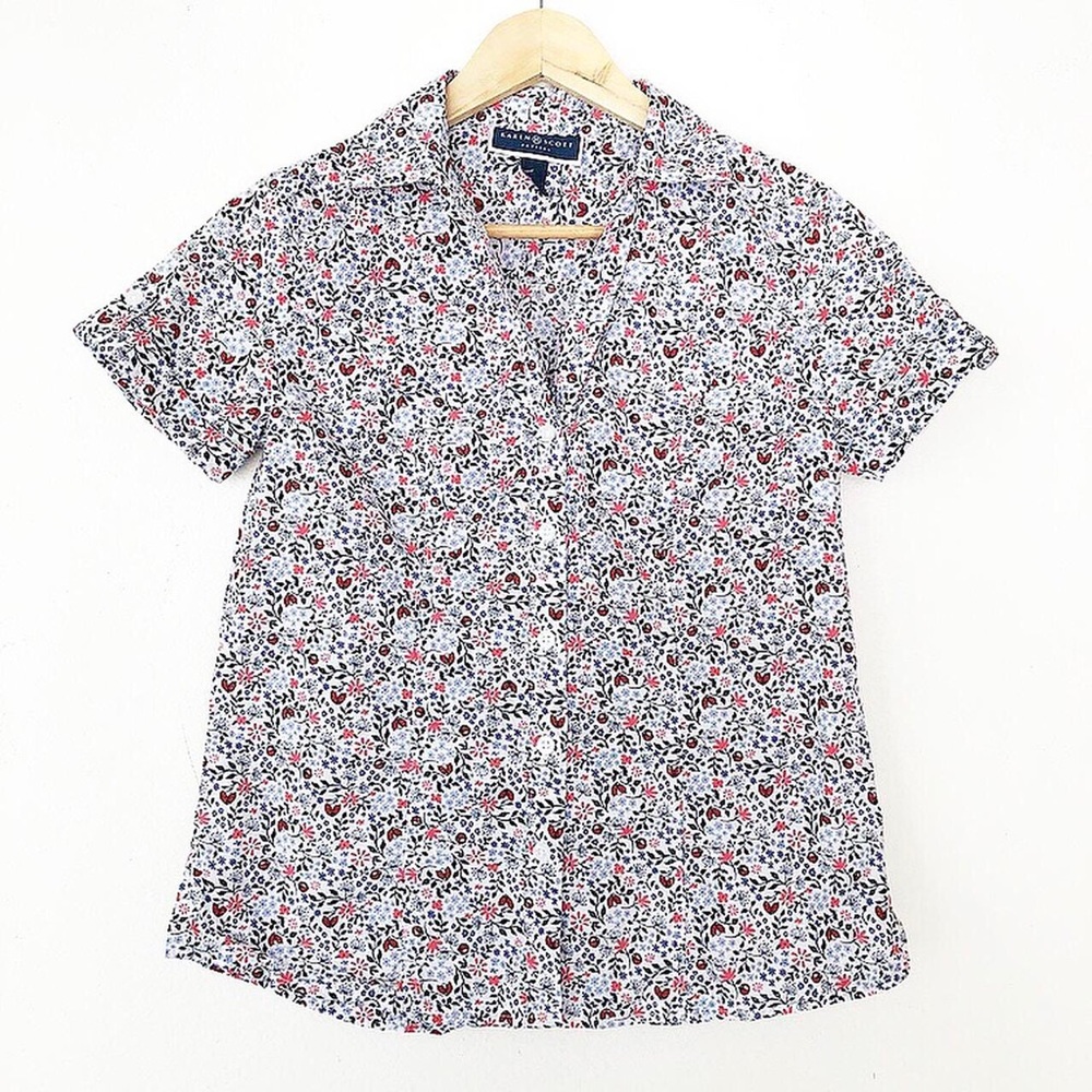 Karen Scott Floral Ladybug Button-up Top